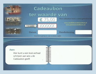 Cadeaubon 75,00 euro.