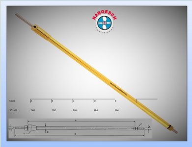 240 mm. - M4 - 6 mm. Schroefas.