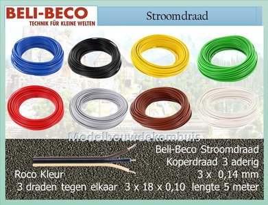 Aansluitdraad 3 Aders Roco 0,14 mm² 5 m.