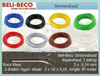 Aansluitdraad 3 Aders Roco 0,14 mm² 50 m.