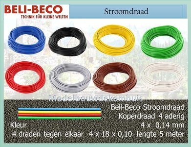 4 Aderig Koper 0,14 mm 5 mtr.